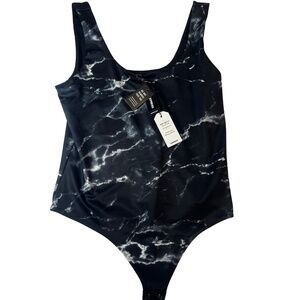 NWT Express Marble Print Sleeveless Crew Neck Bodysuit Body‎ Contour XL Womens